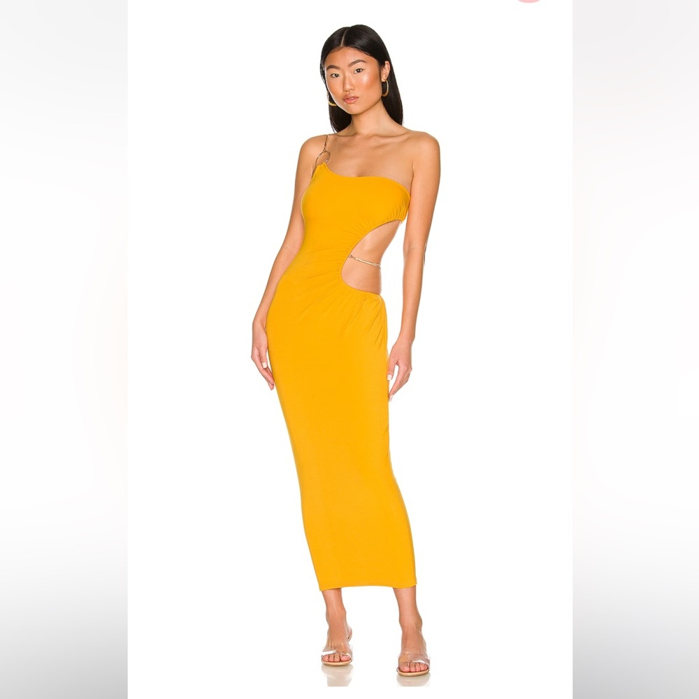 WeWoreWhat Snake Chain Cut Out Maxi Dress in Tangerine XS
